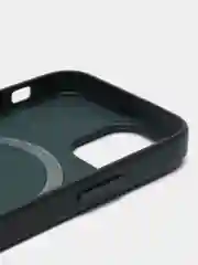 Тёмно-зелёный чехол MagSafe для iPhone 13 Mini кожаный BROSCORP с защитой камер, микрофиброй, экокожа