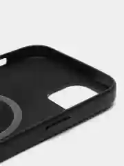 Черный чехол MagSafe для iPhone 14 Plus кожаный BROSCORP из экокожи с защитой камер, микрофиброй
