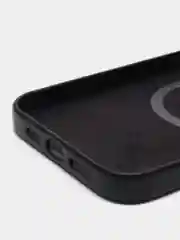 Черный чехол MagSafe для iPhone 14 Plus кожаный BROSCORP из экокожи с защитой камер, микрофиброй