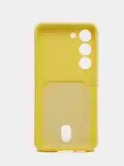 Желтый чехол для Samsung Galaxy S23 (Самсунг Галакси С23) силиконовый, с карманом для карты