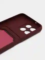 Бордовый чехол Honor X6, Honor X8 5G (Хонор Х6, Х8 5Г), силиконовый, с карманом для карты