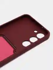 Бордовый чехол для Samsung Galaxy S23 (Самсунг Галакси С23) силиконовый, с карманом для карты