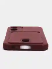 Бордовый чехол для Samsung Galaxy S23 (Самсунг Галакси С23) силиконовый, с карманом для карты
