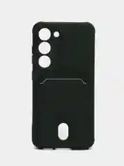 Тёмно-зелёный чехол для Samsung Galaxy S23 (Самсунг Галакси С23) силиконовый, с карманом для карты