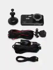 Видеорегистратор Full HD, с 2 камерами, 150 г, дисплей 4", Micro-SD, 12/24 В 3.4М, 717-009