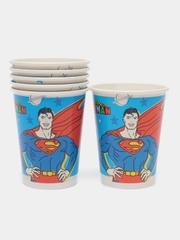 Superman, набор бумажных стаканов, желтый лого, 6 шт, 250 мл
