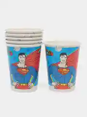 Superman, набор бумажных стаканов, желтый лого, 6 шт, 250 мл
