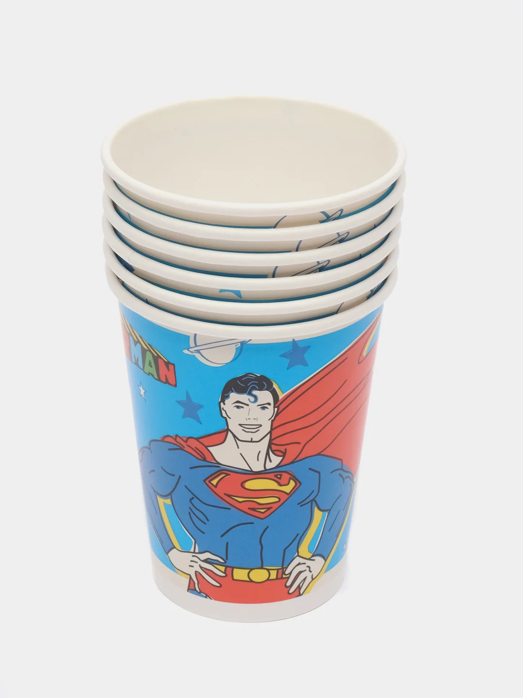 Superman, набор бумажных стаканов, желтый лого, 6 шт, 250 мл