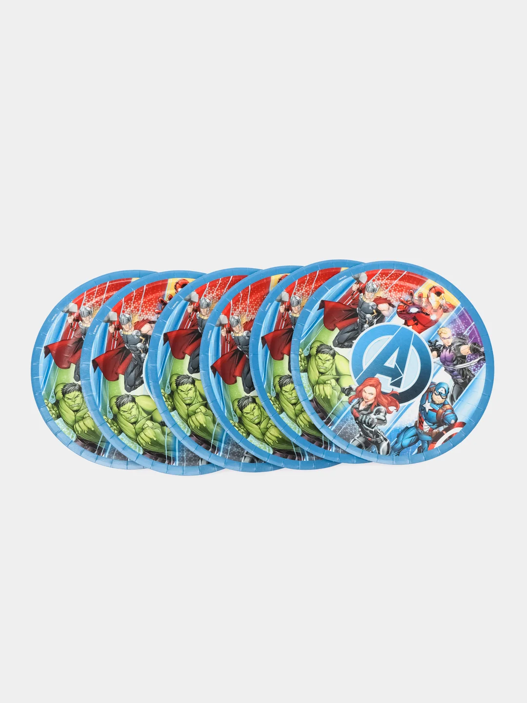 Marvel, набор бумажных тарелок, синий лого, 6 шт d=180 мм