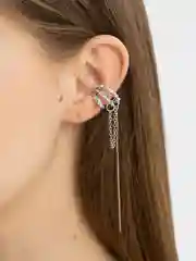 Серебряный каффы серьги со стразами, висячие серьги женские, с жемчугом и цепочкой Trio, бижутерия