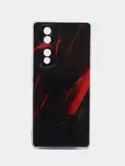Красный силиконовый чехол на Honor 70 / Хонор 70 прозрачный, с рисунком, защита камеры