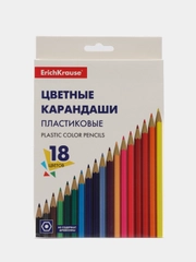 Карандаши 18 цветов, пластик, шестигранные