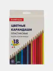 Карандаши 18 цветов, пластик, шестигранные