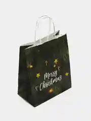 Черный пакет новогодний "С Новым Годом!", 22см*12см*27см