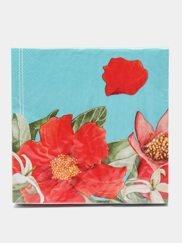 Салфетки бумажные, трехслойные, Гранат, на бирюзовом, 33*33 см, 20 шт