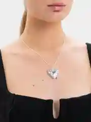 Серый металлик подвеска на шею с кулоном в виде сердца на замочке