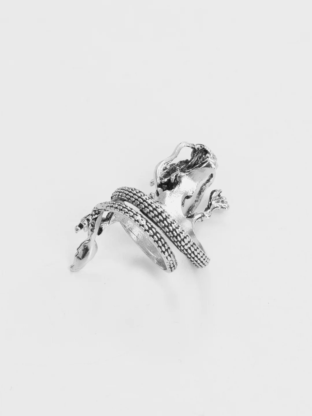Серебряный мужское кольцо дракон