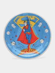 Superman, набор бумажных тарелок, желтый лого, 6 шт d=180 мм