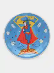 Superman, набор бумажных тарелок, желтый лого, 6 шт d=180 мм
