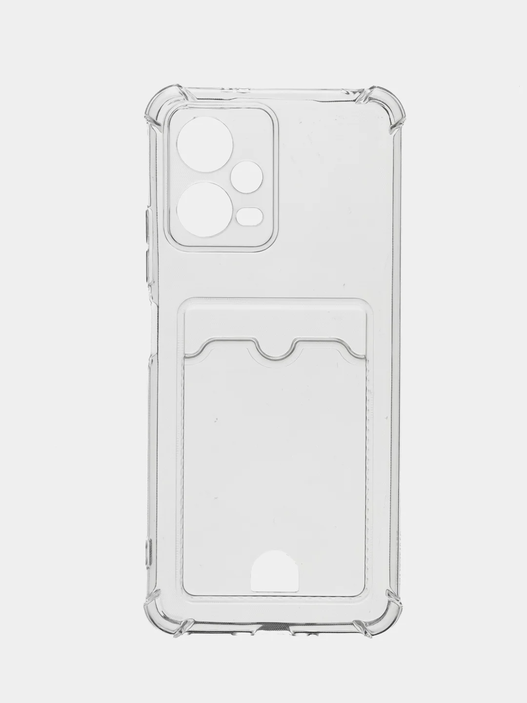 Прозрачный противоударный чехол BROSCORP для Xiaomi Poco X5 5G силиконовый с карманом для карт