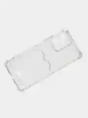 Прозрачный противоударный чехол BROSCORP для Xiaomi Poco X5 5G силиконовый с карманом для карт