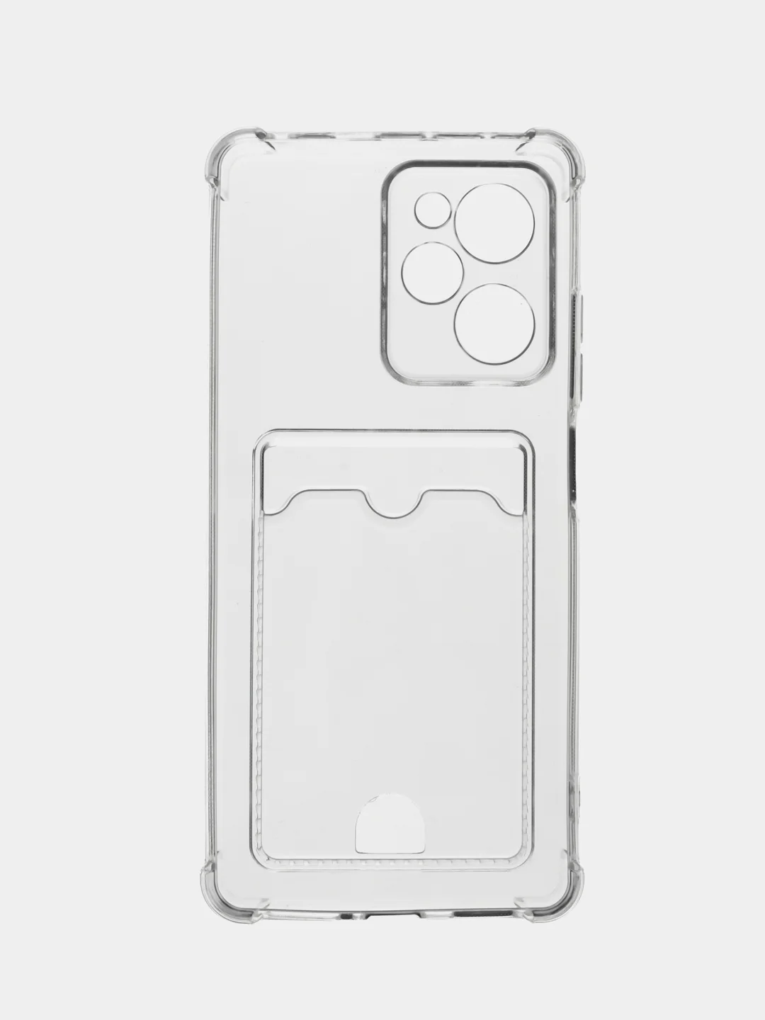 Прозрачный противоударный чехол BROSCORP для Xiaomi Poco X5 Pro 5G силиконовый с карманом для карт