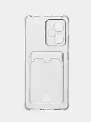 Прозрачный противоударный чехол BROSCORP для Xiaomi Poco X5 Pro 5G силиконовый с карманом для карт