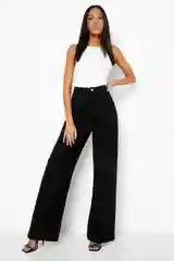 Черный женские джинсы широкие wide leg трубы палаццо
