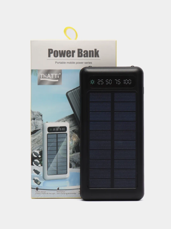 Внешний аккумулятор, 30000 mAH, со встроенными кабелями, Power Bank