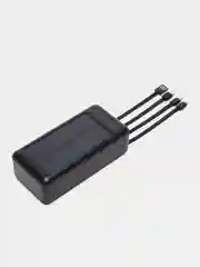 Черный внешний аккумулятор, 30000 mAH, со встроенными кабелями, Power Bank