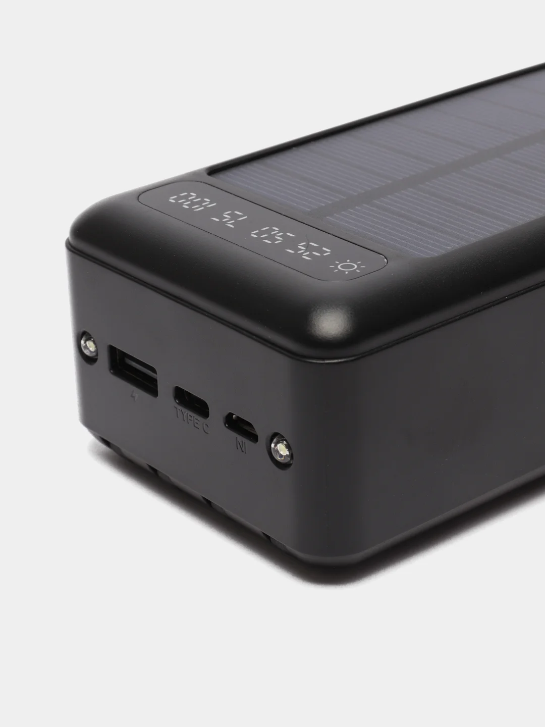 Черный внешний аккумулятор, 30000 mAH, со встроенными кабелями, Power Bank