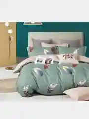 Зелёный хаки 1.5 спальное  постельное белье на резинке