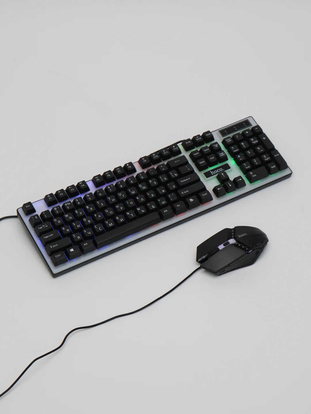 Набор проводной игровой Hoco GM18 клавиатура + мышь, подсветка EN / RU