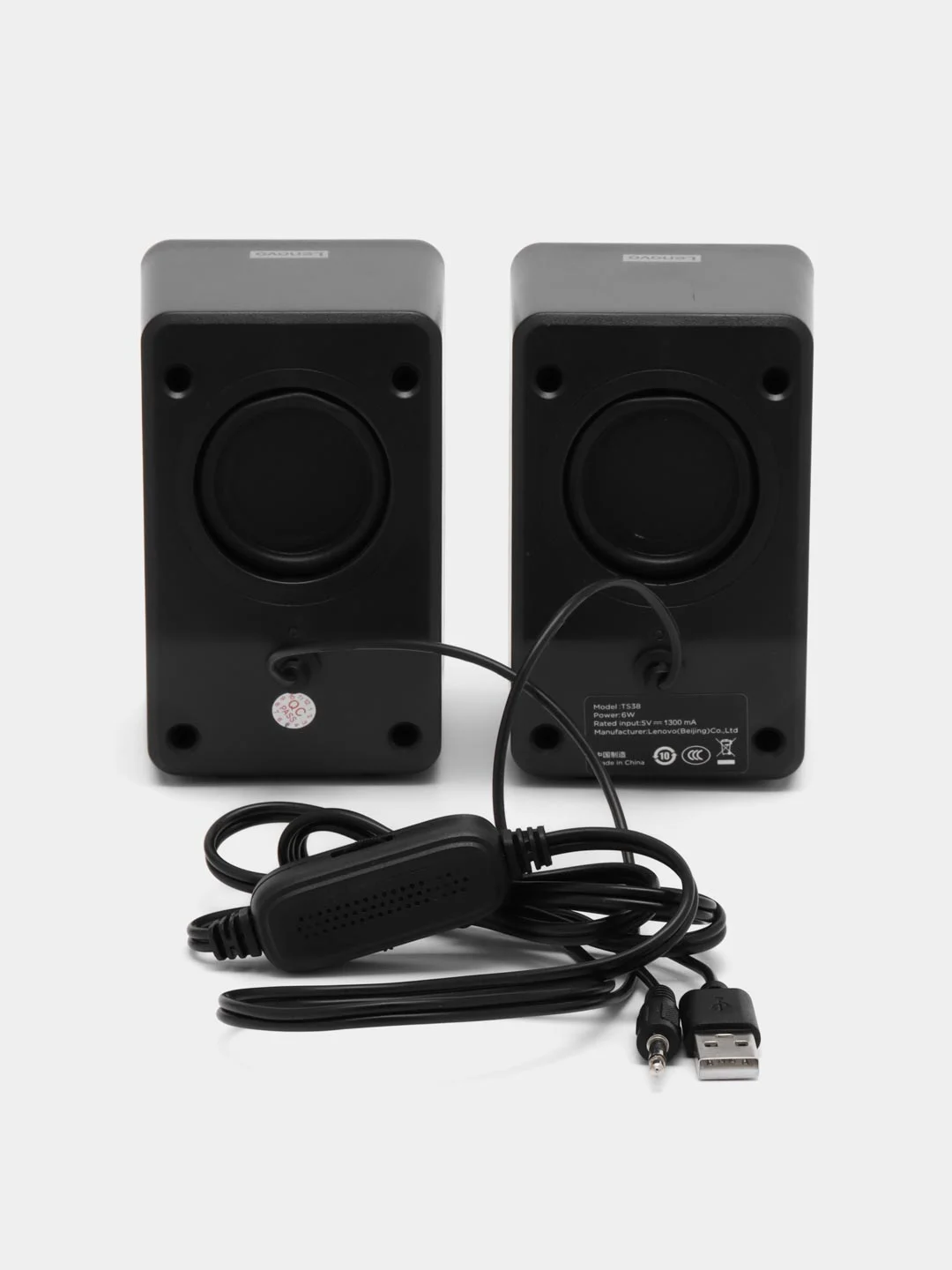 Колонки 2.0 Lenovo TS38, USBпит, RGB, рег.гром, чёрные