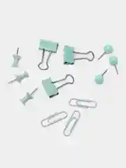 Бирюзовый набор канцелярских мелкоофисных принадлежностей, зажим, скрепка, кнопки