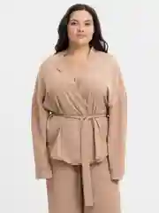 Бежевый костюм кимоно брючный, летний, шелковый