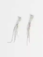 Белый серьги длинные в золоте и серебре