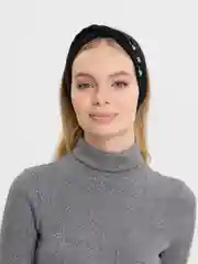 Черный повязка на голову женская / вязаная повязка/ чалма