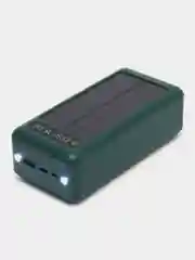 Зеленый внешний аккумулятор Power bank, 50000 mAh, на солнечной батарее, со встроенными проводами