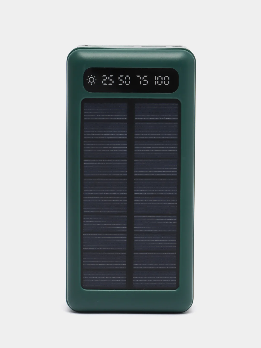 Зеленый внешний аккумулятор Power bank, 50000 mAh, на солнечной батарее, со встроенными проводами