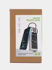 Угольный внешний аккумулятор Power bank, 50000 mAh, на солнечной батарее, со встроенными проводами