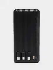 Угольный внешний аккумулятор Power bank, 50000 mAh, на солнечной батарее, со встроенными проводами