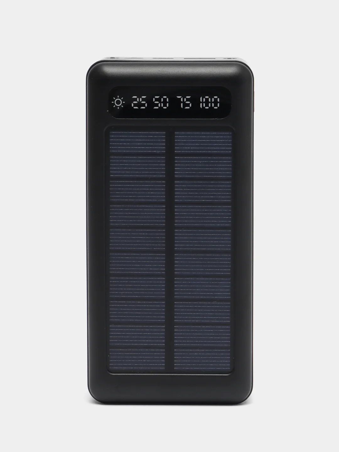 Угольный внешний аккумулятор Power bank, 50000 mAh, на солнечной батарее, со встроенными проводами