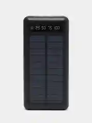 Угольный внешний аккумулятор Power bank, 50000 mAh, на солнечной батарее, со встроенными проводами