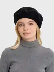 Черный берет женский, всесезонный, шерстяной