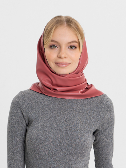 Косынка кожаная двусторонняя, платок женский из экокожи