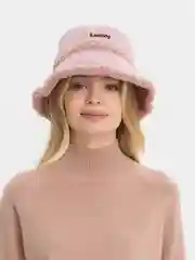 Розовый меховая зимняя двухсторонняя шапка панама