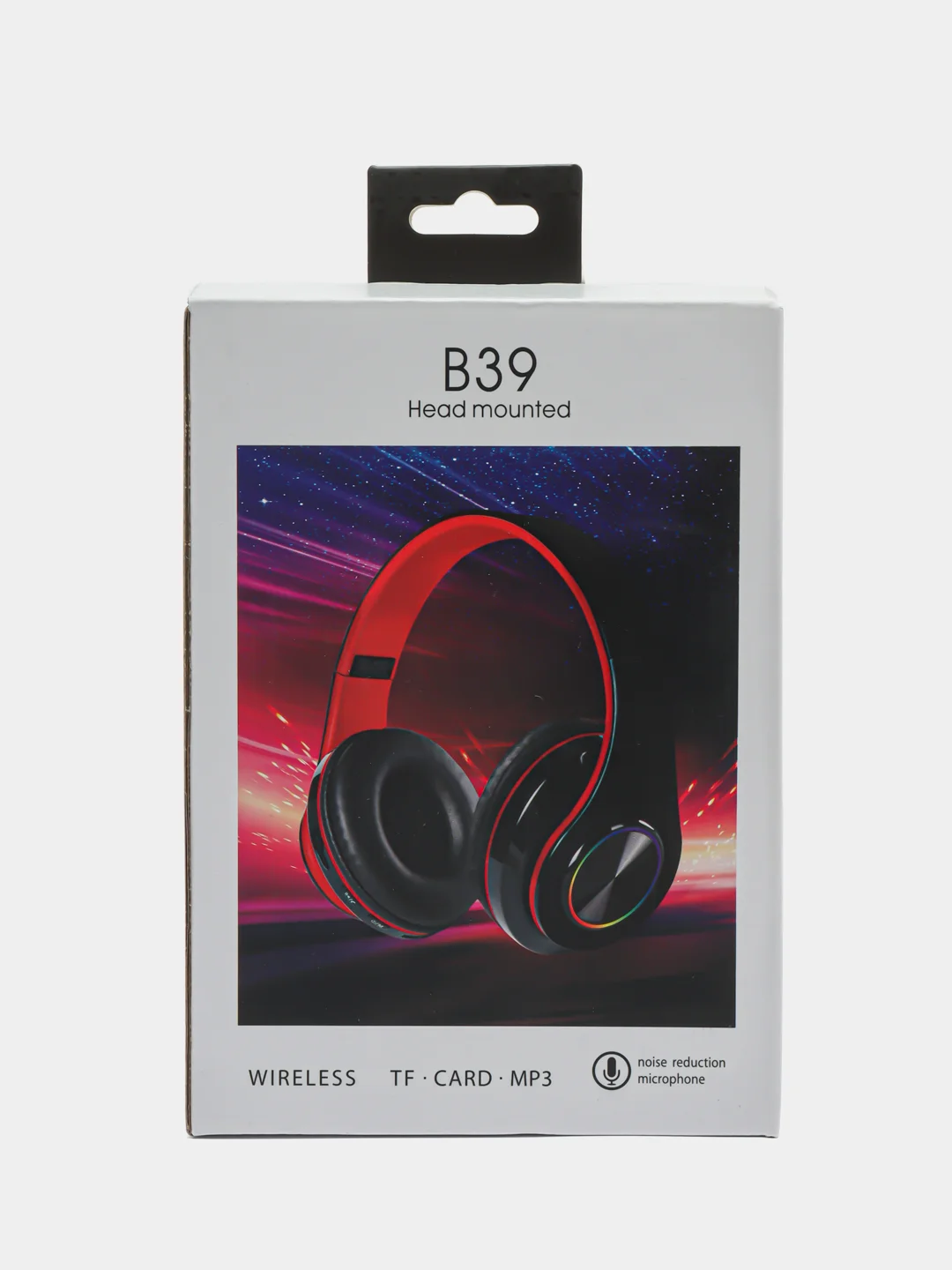 Красный наушники беспроводные B39, складные, RGB-подсветка, Bluetooth 5.0, встроенный MP3 microSD