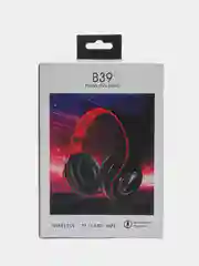 Красный наушники беспроводные B39, складные, RGB-подсветка, Bluetooth 5.0, встроенный MP3 microSD