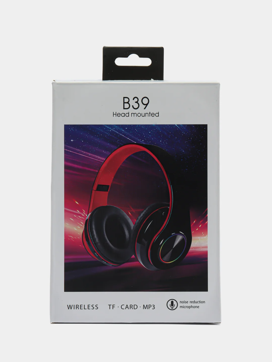 Белый наушники беспроводные B39, складные, RGB-подсветка, Bluetooth 5.0, встроенный MP3 microSD